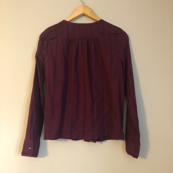 Anthropologie Maeve Burgandy Button Up Shirt Size Small - Picture 8 of 12